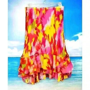 CATO Womans PINK MULTI COLOR Skirt LINED Lightweight Layers size Med